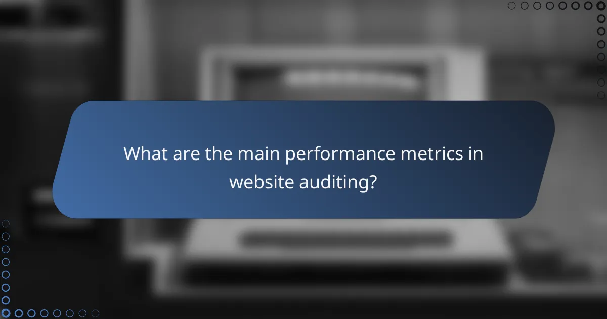 What are the main performance metrics in website auditing?